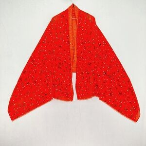 New Banana Republic Red Floral Polyester Scarf P4597